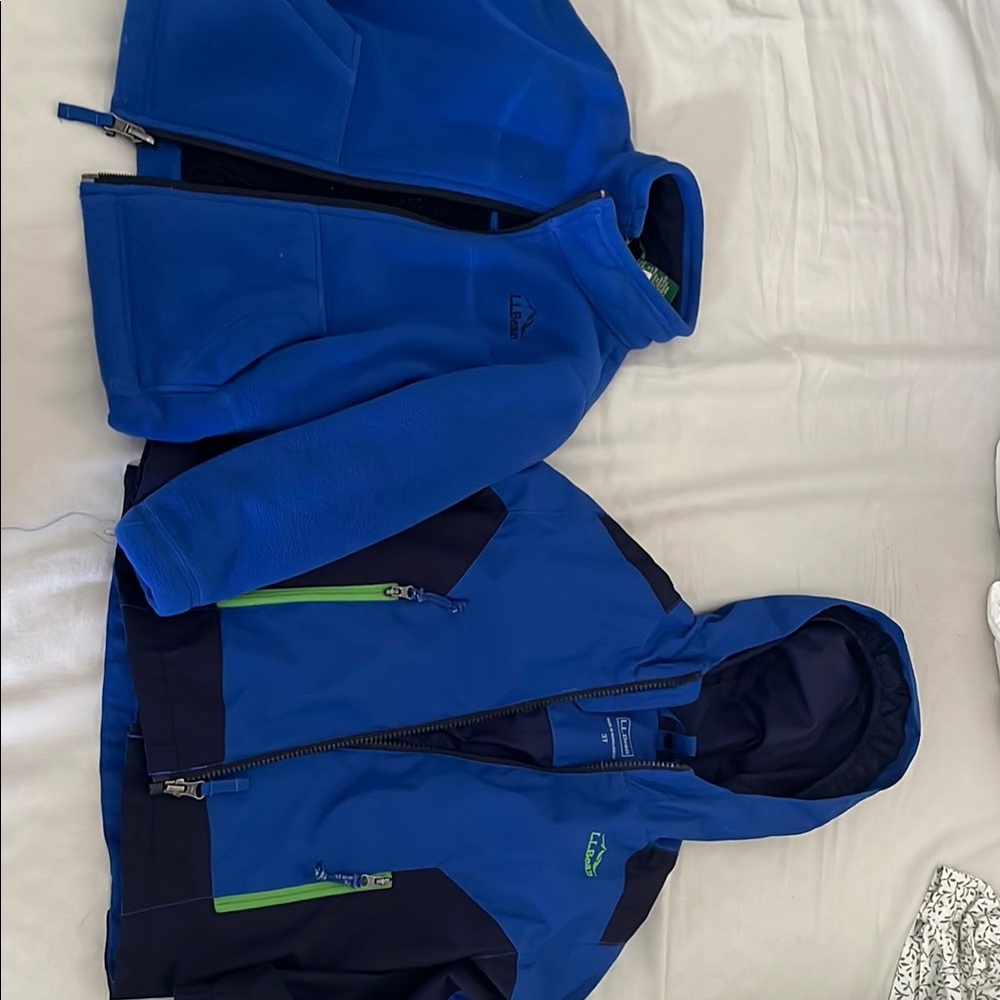 L.L. Bean Boys Blue Hooded Jacket and Fleece Layer